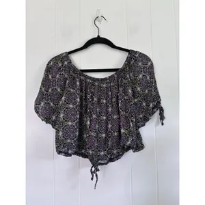 Free People Purple Kaleidoscope Medallion Off Shoulder Crop Top Shorts Set S/P thumbnail 3