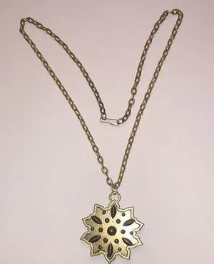 Gold Tone CZ Rhinestone Boho Retro Statement Pendant Necklace thumbnail 5