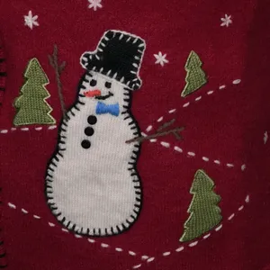 VTG Coldwater Creek Wool Full Zip Vest Size M‎ Snowman Cabincore Ugly Christmas thumbnail 3