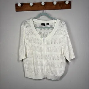 Torrid Open Knit Zip Up Short Boho Sleeve Sweater Top Womens Size 2 thumbnail 3
