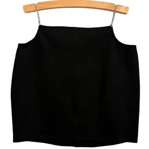 Superdown Black Chain Strap Square Neck Crop Top S‎ Rhinestone Embellished thumbnail 1
