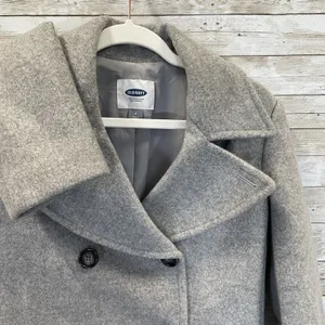 Old Navy‎ Womens M Peacoat Wool Blend Gray Winter Coat Jacket Double Breasted thumbnail 2