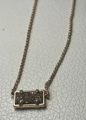 Kendra Scott Pattie Rose Gold Rectangle‎ Drusy Stone Pendant Necklace thumbnail 1