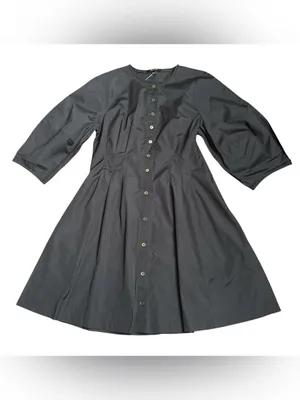 Madewell Sculptural-Sleeve Pleated Mini Dress classic navy NZ961 Size 4 NWT thumbnail 5