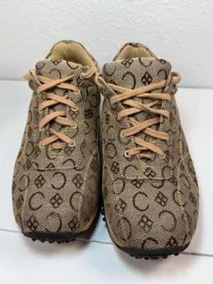 Giovani Studio Sneakers Women Size 9 Beige Brown Monogram Lace Up Casual thumbnail 3