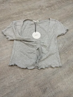 NWT Nia Heather Gray Ribbed Hacci Lounge Tee Size Small thumbnail 2
