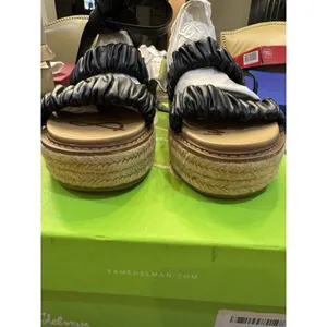 SAM EDELMAN Womens Black Kerin Tie Ankle Platform Leather Espadrille Shoes 7 thumbnail 4