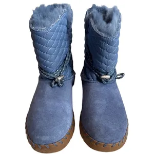 MUK LUKS Light Blue Quilted Suede Faux Fur Lined Winter Boots Womens Size 7 thumbnail 3