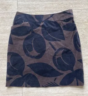 Boden Velvet A-line pencil Skirt Tulip Print Brown Mod floral boho‎ 6 R thumbnail 1