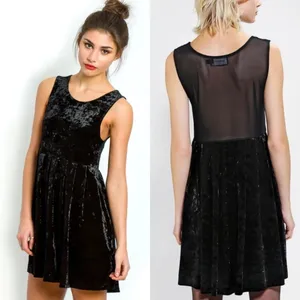 Minkpink Clean Little Black Velvet‎ Dress Sheer thumbnail 2