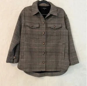 Madewell Glen Plaid Shirt Jacket Shacket Grey Brown‎ NB593 Womens Small S thumbnail 1