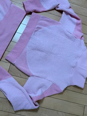 Pink Two Piece Work Out Athleisure Set Seamless Ribbed High Waist Size Large thumbnail 7