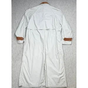Vtg American Eagle Duster Womens Large Beige Heritage Leather Trim Academia 90s thumbnail 2