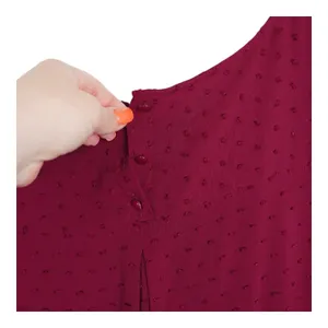 Maeve Anthropologie Blouse Womens 10 Burgundy Swiss Dot Scallop Hem 3/4 Sleeve thumbnail 5