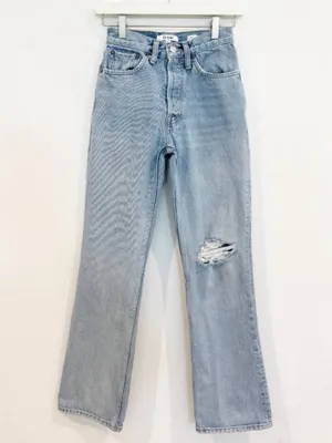 ReDone Jeans Size 24 Light Worn‎ 70s Bootcut Distressed Button Fly Flare Capsule thumbnail 3