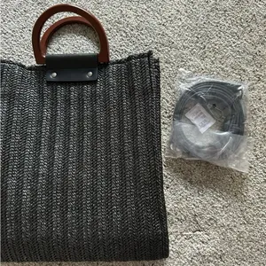 MW Most Wanted Black Straw Bag with Attachable Crossbody Strap thumbnail 6