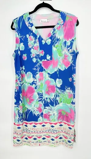 Patchington Size XL Floral Print Dress Flowy Shift Beach Resort Cruise‎ Tropical thumbnail 1