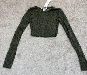 Danica Lace Sheer Long Sleeve Top NWT thumbnail 1