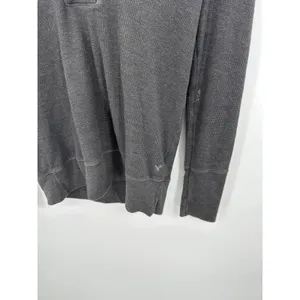 Y2K‎ American Eagle Gray Thermal Pullover Sweater Hooded Shawl Neck Women Large thumbnail 3