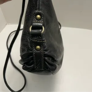 Vintage Fossil Purse Crossbody Pebbled Leather Lightweight Embossed Logo Black thumbnail 8