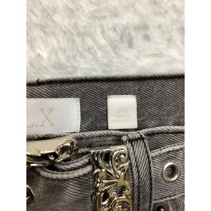 Le ALX Western Belt Jean Grey Fringed Straight Leg‎ High Rise Denim Size 26 NWT thumbnail 3