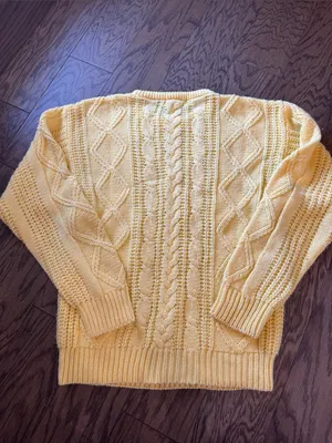 Vintage Cable Knit Crewneck Sweater - Yellow ! thumbnail 4