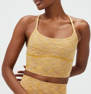 Outdoor Voices Yellow Sunset Flow Crop Top/Long Line Sports Bra Size Large thumbnail 1