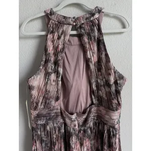 Eliza J‎ Women's 14 Gown Plum Metallic Sleeveless Halter Neck Pleated Dress NEW thumbnail 7
