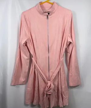 Boutique Pink Faux Suede Belted Jacket Large NWOT thumbnail 1
