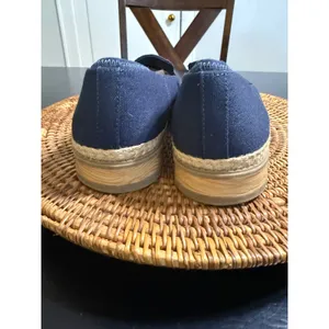 Dr. Scholls Sustainable Comfort‎ Navy Canvas Espadrille Loafers Wedge Slip On thumbnail 5