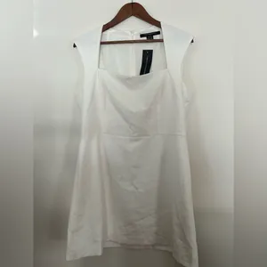 French Connection Whisper Ruth Square Neck Mini Dress, Size 14, Elegant White thumbnail 5