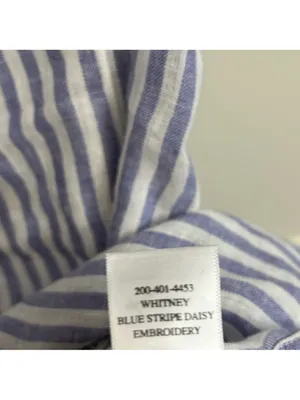 Rails Whitney Blue White Stripe Daisy Short Sleeve Collared Linen Rayon Shirt XS thumbnail 10