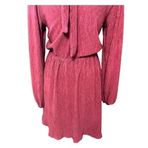 Floret Studios Women's Red Pleated Long Sleeve Mini Dress M NWOT thumbnail 7
