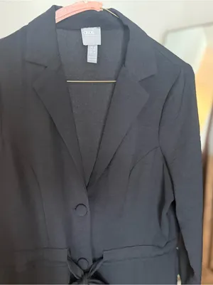 ASOS Pretty Lavish tie waist blazer mini dress in black thumbnail 6