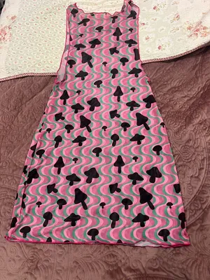 Cider Pink, Mint & Gray Swirl Print Slip Dress thumbnail 2
