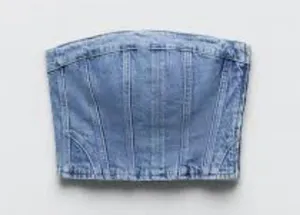 Zara denim corset top size small bnwt thumbnail 1