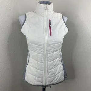 Smartwool Quilted Puffer Vest Full Zip Sz S Merino Wool White Gray *Flaws thumbnail 2