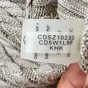 Calvin Klein Cable Knit Sweater Dress Khaki Tan Crew Neck‎ Small Quiet Luxury thumbnail 6