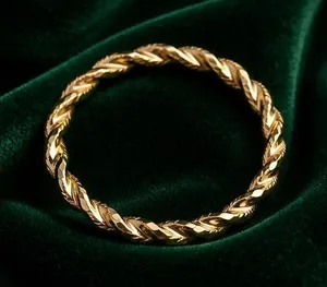 Stainless Steel Golden Wavy Design Minimalist Band Size 7 thumbnail 1