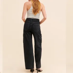 Agolde Minka Cargo Denim Wide-leg Jeans in Black W1887 Sz 28 thumbnail 4
