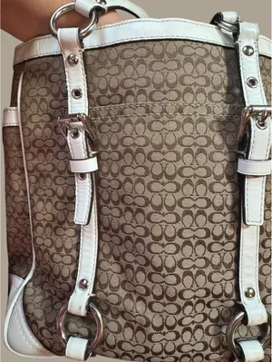 Coach Signature Brown Leather Trim Tote Bag thumbnail 5