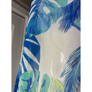 SHEIN Blue White Tropical Floral Sheer Tassel Beach Cover Up Size Large thumbnail 6