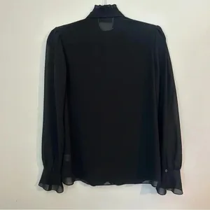 BAILEY‎ / 44 Black Sheer Ruffle Long Sleeve Blouse Womens Small​ thumbnail 2
