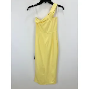 Lulus Twist and Make Up Light Yellow One-Shoulder Bodycon Midi Dress XS NWT thumbnail 7