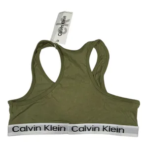 Calvin Klein Modern Cotton Logo Bralette Olive Green Medium thumbnail 2