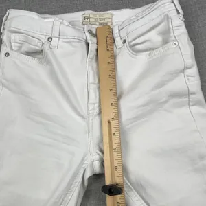 Free People Jeans Womens W 27R White Mid Rise Skinny Distressed Ripped Denim thumbnail 4