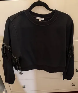 Cloud Ten Black fringe boutique sweatshirt thumbnail 1