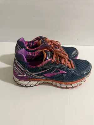 Brooks Navy Women's Running Shoes with Purple Accents and Coral Laces thumbnail 6