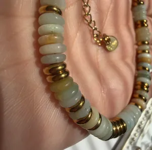 Gold and turquoise beaded bracelet handmade natural stones thumbnail 5