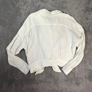 Free People Sunstreaks Tie-Front Shirt White Gauze Button Down Boho Cropped LRG thumbnail 9